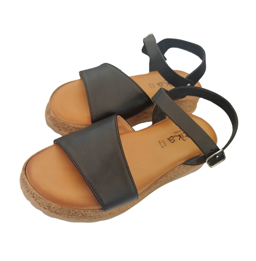Latika Sandalo aperto Nero in Pelle Nappa