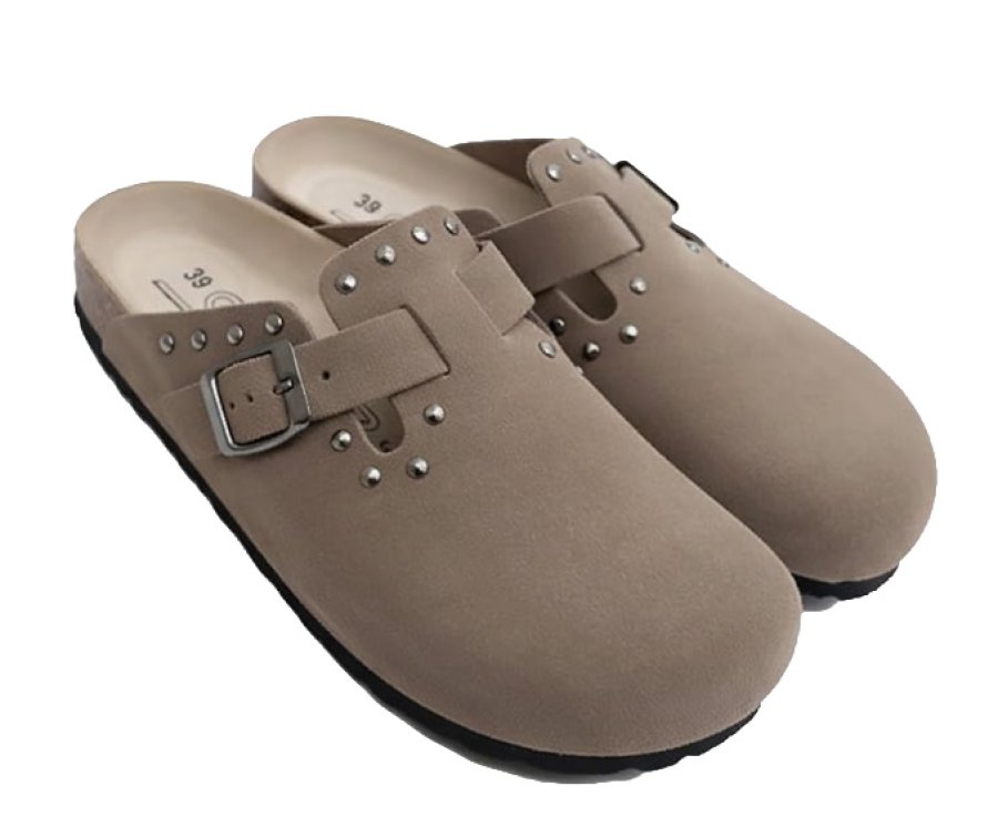Biomodex Sabot con borchie Taupe in Crosta