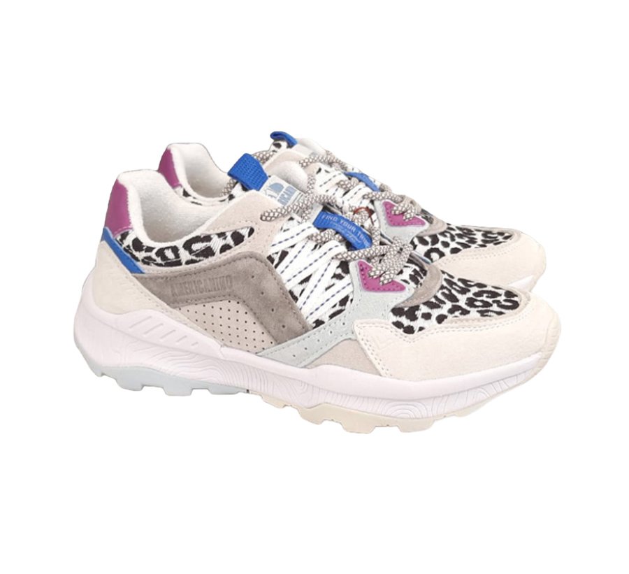 Americanino Sneaker Leopardo/White/Black in Tessuto e Camoscio