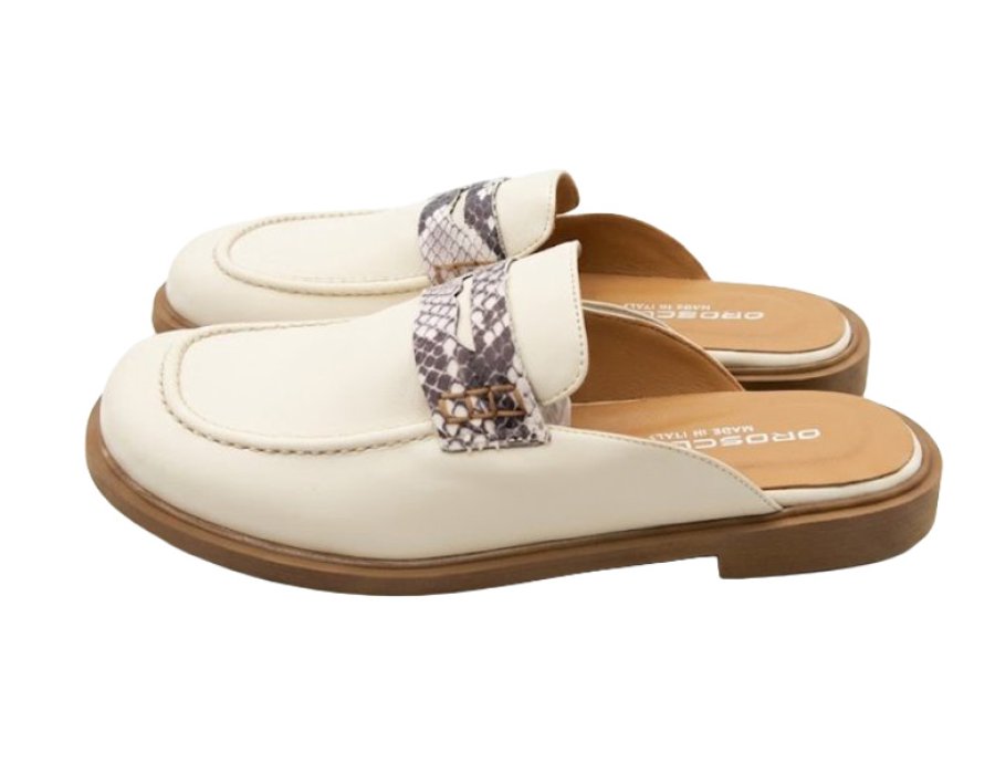 Oroscuro Sabot Latte/Pitone in Pelle
